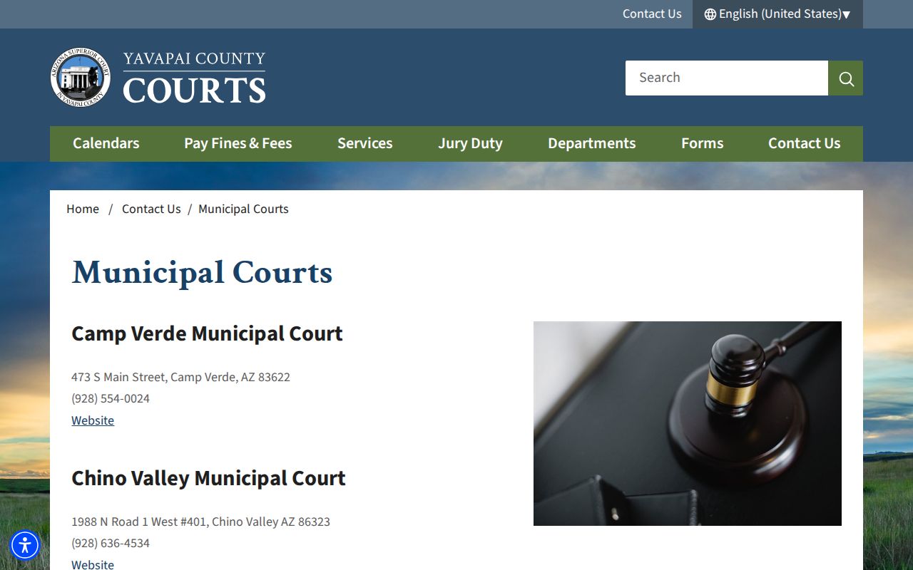 Yavapai County municipal court contact list for routing address-history record questions