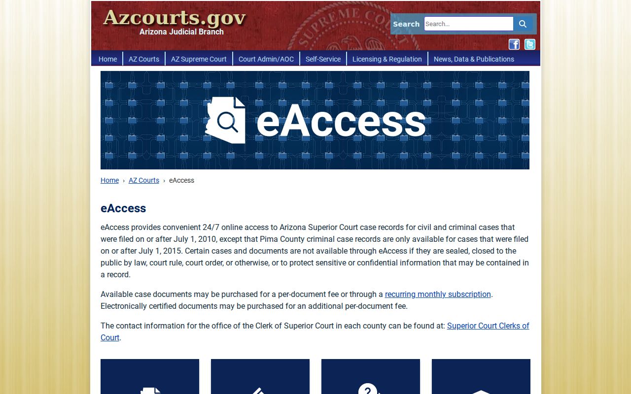 Yavapai County resident lookup through Arizona Superior Court eAccess