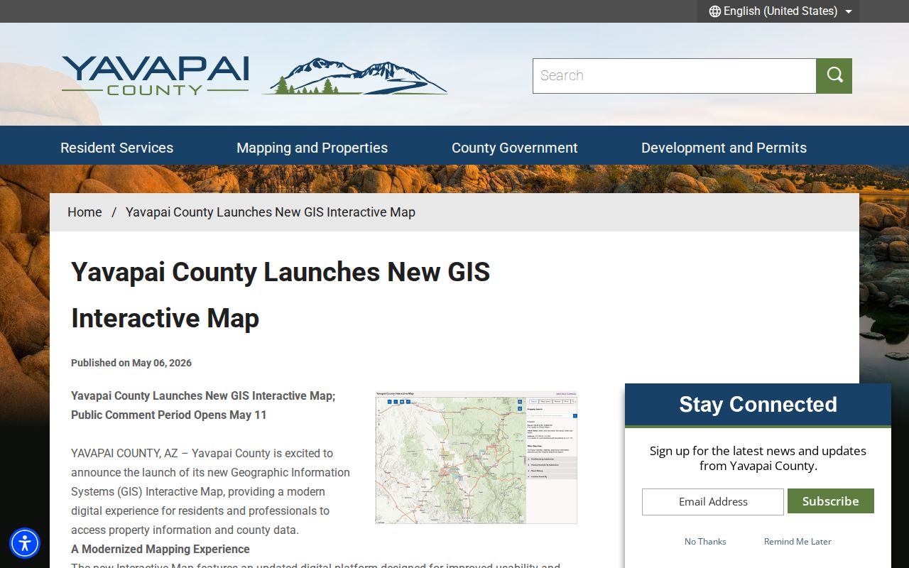 Yavapai County ZIP code directory 2026 GIS map launch notice