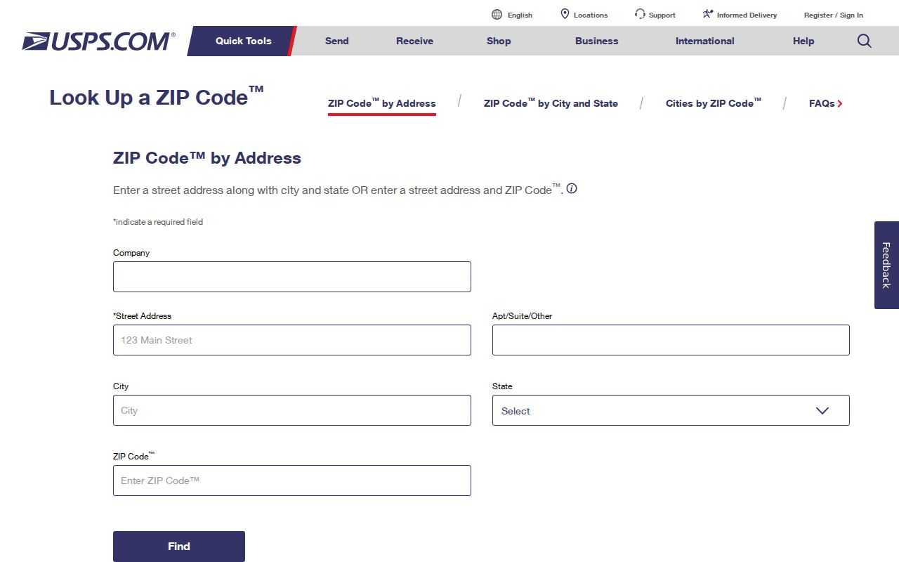 Yavapai County ZIP code directory USPS address verification form